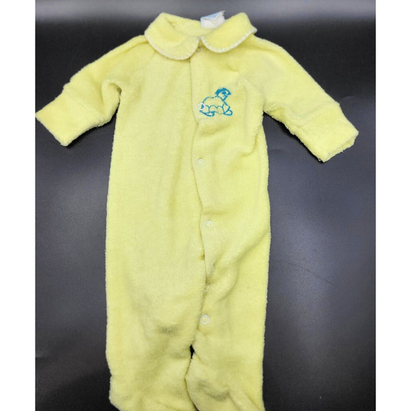 Vintage 80s Royal Heir Yellow Infant Sleeper Turtle Polyester Snap Closure Sm YK - Picture 8 of 8